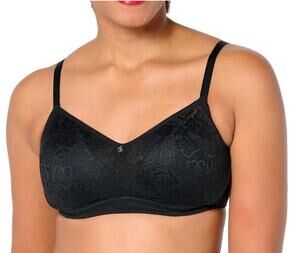 Breezies Size 48C Black Elegance Unlined Wirefree Support Bra NWOT A647775